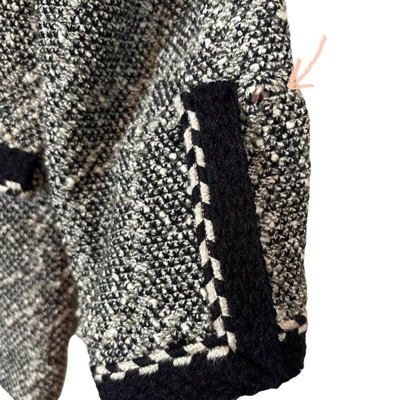 Vtg Castleberry Tweed Knit Open Front Cardigan Sweater Jacket Gray Black Size 12 - Picture 6 of 9